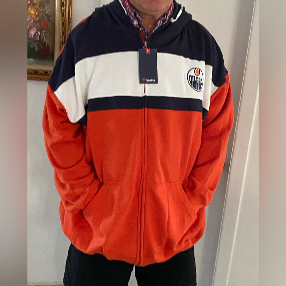 Fanatics Men's McDavid Connor Orange and Navy Zip-Up hoodie NWT size 5XL